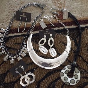 Chicos Black & Silver statement necklaces